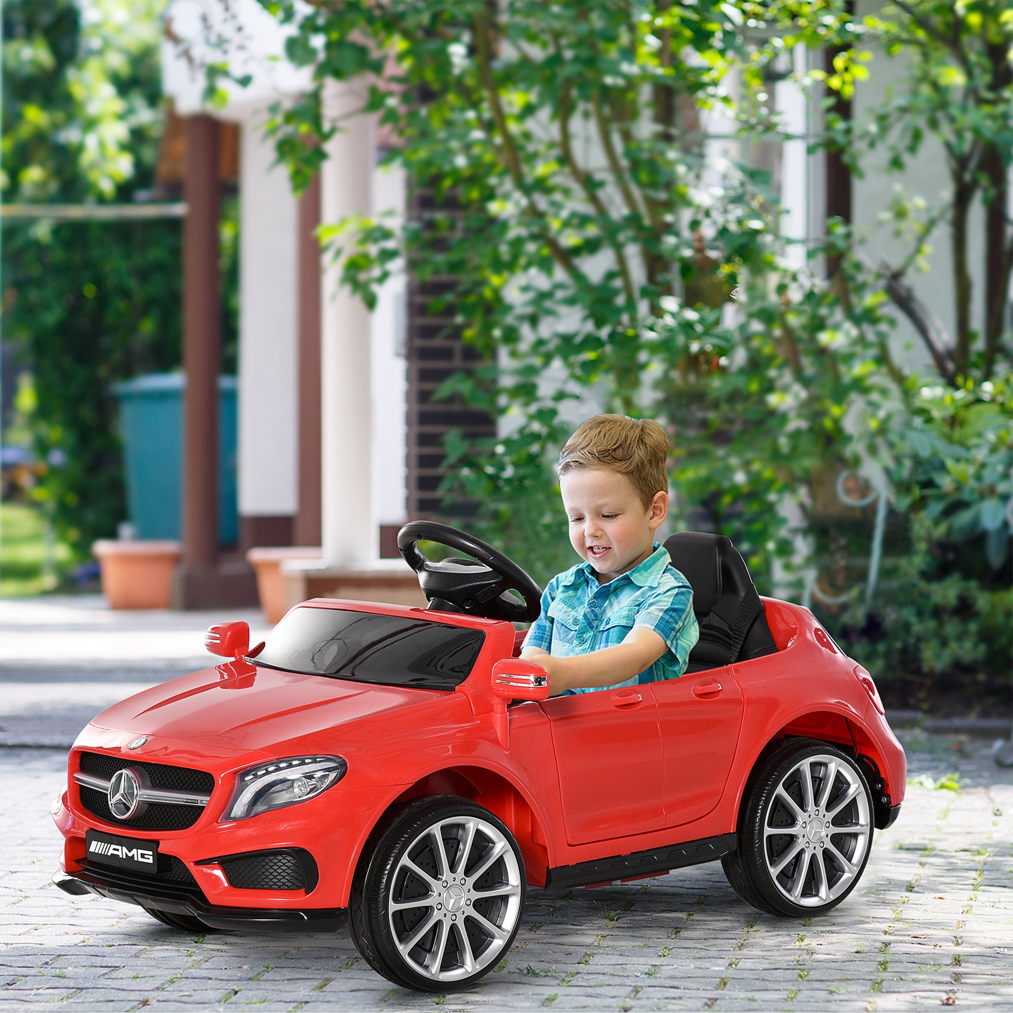 HOMCOM Kids Electric Car Kids Ride-On Car 6V Licensed Mercedes Benz-Red 