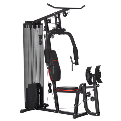 SPORTNOW Weights Machine, Multi Gym with 45kg Weight Stack, Compact Home Gym Leg Press Machine for Full Body Training 