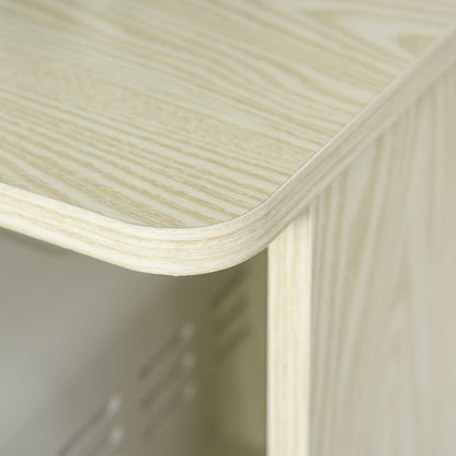 HOMCOM Kitchen Storage Unit, Modern Microwave Stand Trolley Cart, Sideboard with Cabinet,  Locking Wheels, Shelf for Living Room, Dining Room, Oak Tone 