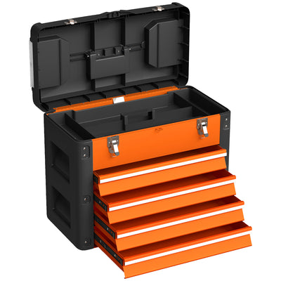 HOMCOM 4 Drawers Large Toolbox - Orange 