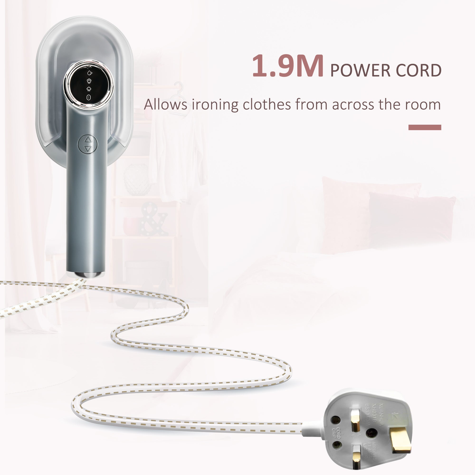 HOMCOM Clothes Steamer, 1200W Portable Handheld Garment Steamer for Home and Travel, Wrinkle Remover with Detachable Water Tank, Fast Heat-up, Grey