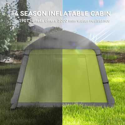 Outsunny Inflatable Camping Tent w/ Hand Pump, Easy Setup 1/2 Person Blow Up Tent Waterproof 190T Taffeta w/ Mesh Windows, Doors and Carry Bag, Green 