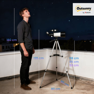 Outsunny Astronomy Telescope for Adults and Beginners with 70 mm Aperture, Carry Bag, White 