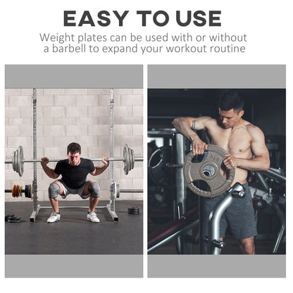 HOMCOM Set of 6 Cast Iron Olympic Weight for 2"/5cm Hole Dumbbell Handle Bar 35kg Dumbbell Plates Barbell Weight 2 x 5kg, 2 x 2.5kg, 2 x 10kg 