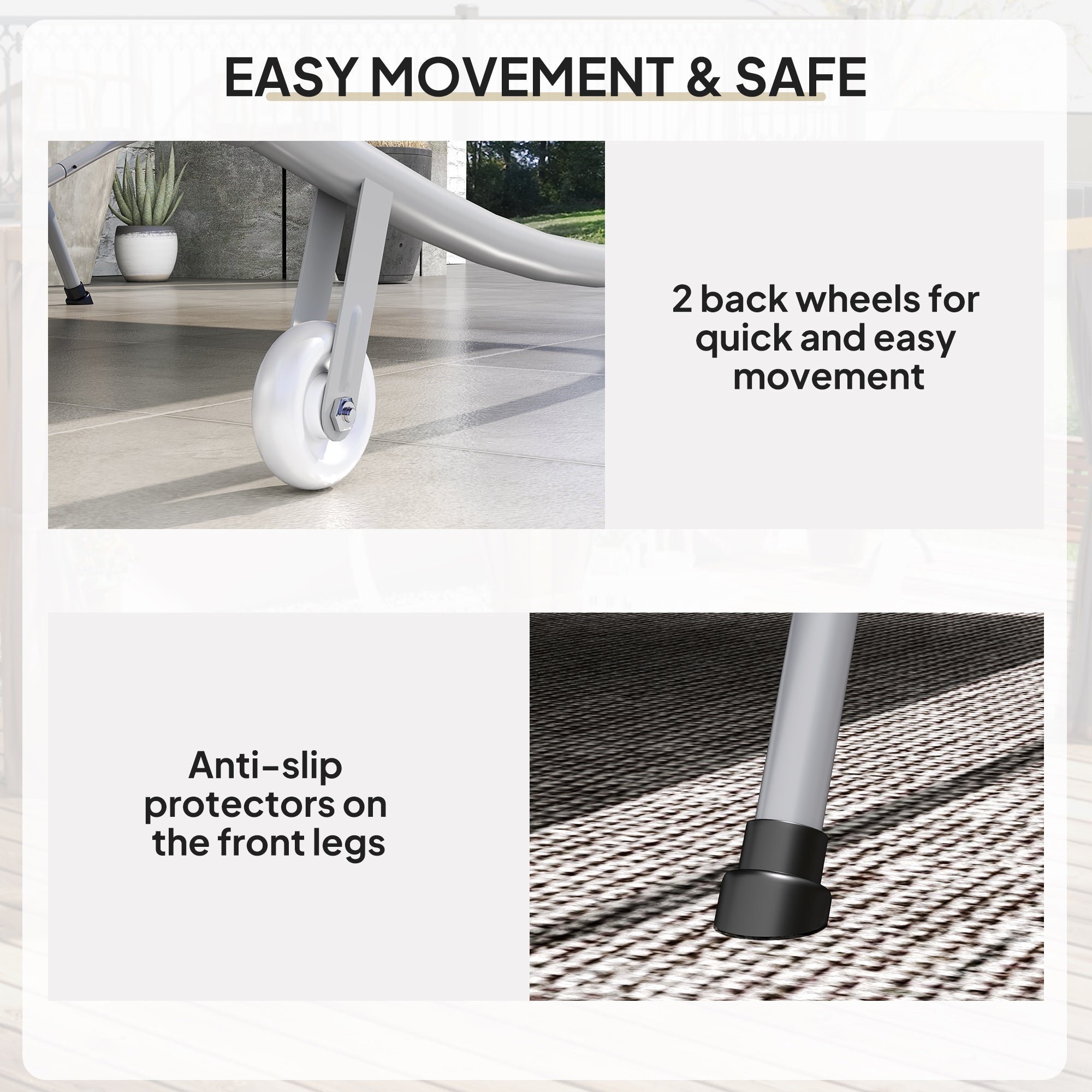 Outsunny Double Outdoor Bed, with Canopy - Light Grey 