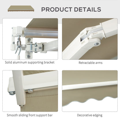 Outsunny 2.5x2 m Manual Retractable Awning-Beige Canopy/White Frame 