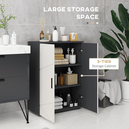 kleankin Small Bathroom Cabinet, Bathroom Storage Cabinet with 2-Doors Cupboard, 2 Adjustable Shelves and Soft Close Mechanism, Grey 