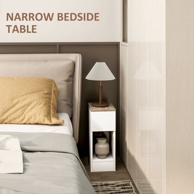 HOMCOM Set of Two Modern Storage Bedside Tables - White 