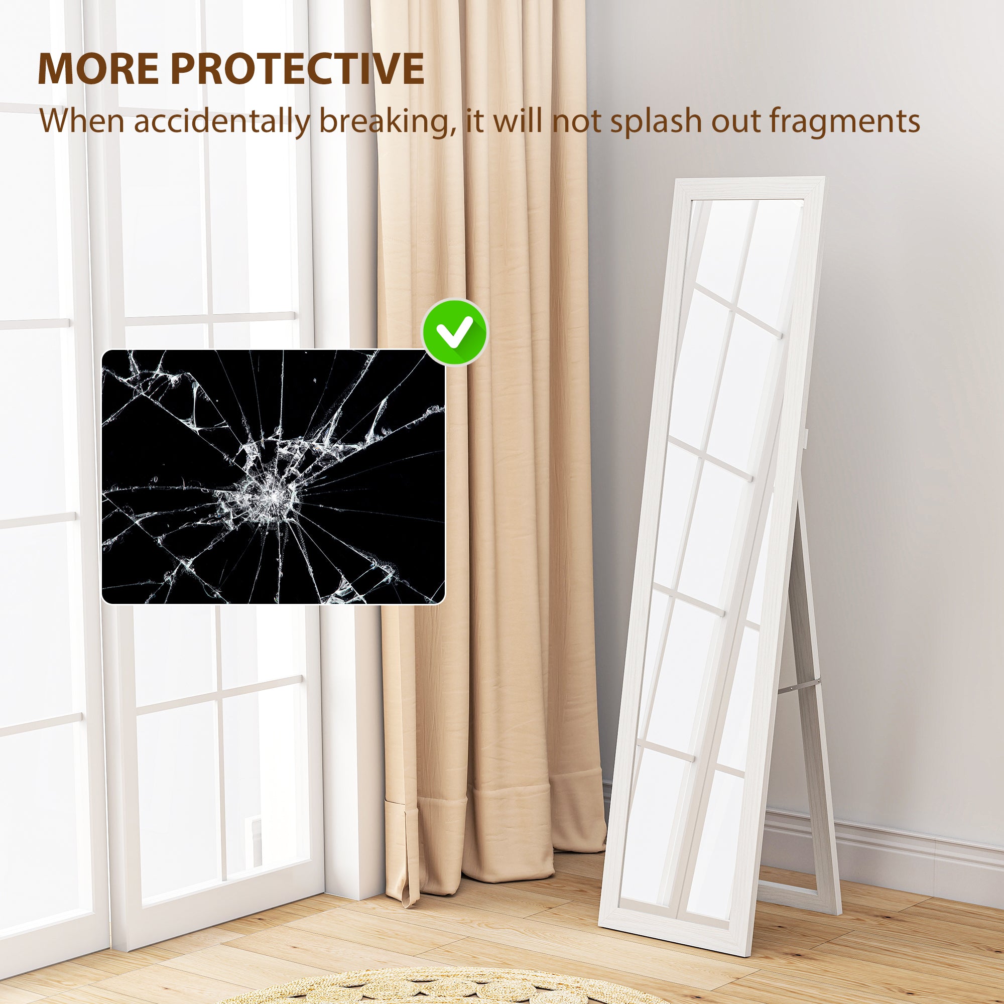 HOMCOM 37 x 157 cm Full Length Mirror - White 