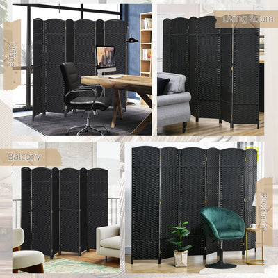 HOMCOM 6 Panel Folding Room Divider, Freestanding Privacy Screen for Living Room, Bedroom and Office, 240 x 170cm, Black 