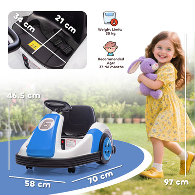 AIYAPLAY Kids Bumper Car with 360-Degree Rotation, 6V Electric Ride On Car with Music and Horn for 3-8 Years Old, Blue 