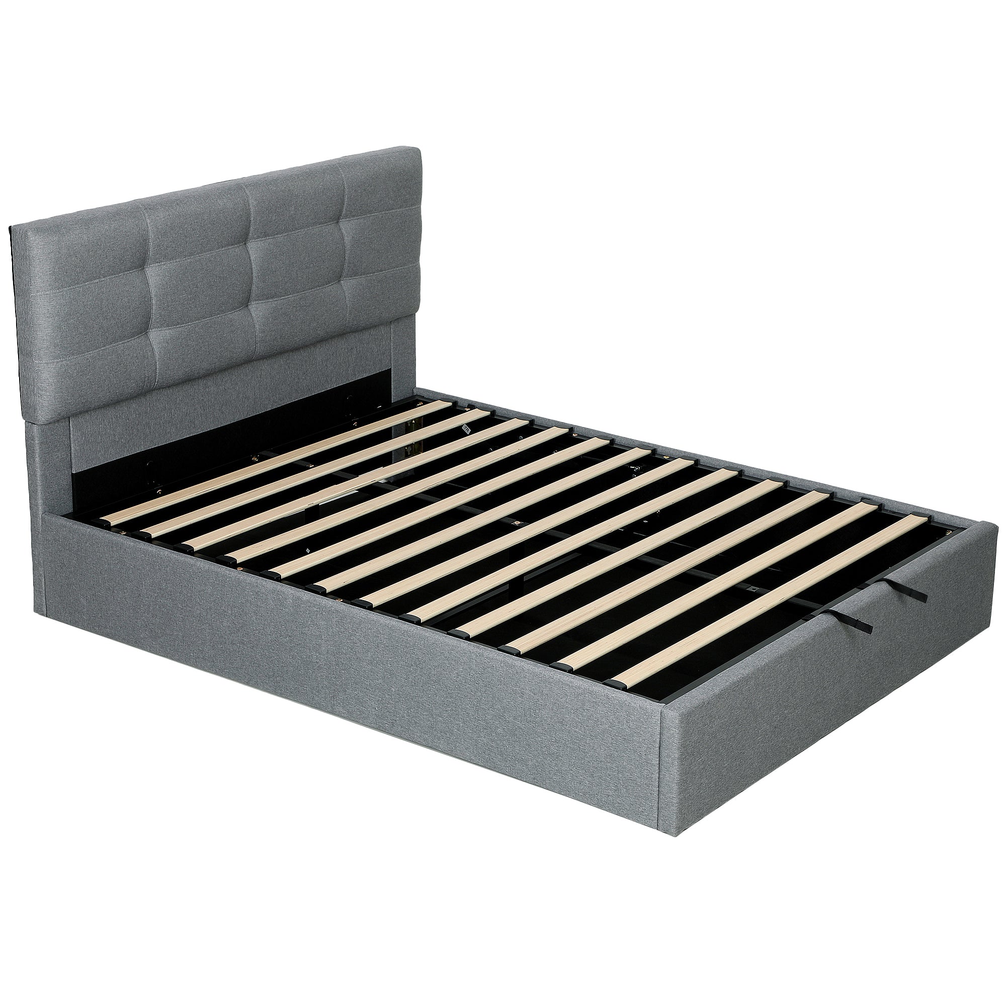 HOMCOM 5ft King Ottoman Bed with Gas Lift Storage - Grey 