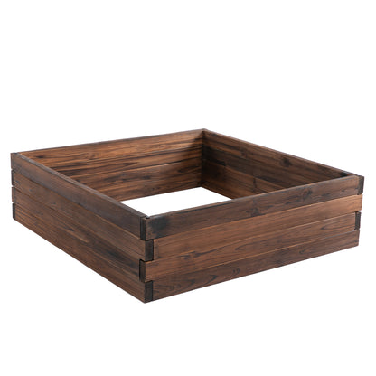 Outsunny 128L Wooden Raised Beds for Garden Planter Grow Containers For Outdoor Patio Plant Flower Vegetable 80L x 80W x 22.5H cm 