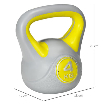 SPORTNOW Kettlebell, 4kg Kettle Bells with Handle for Home Gym Weight Lifting and Strength Training, Yellow and Grey 