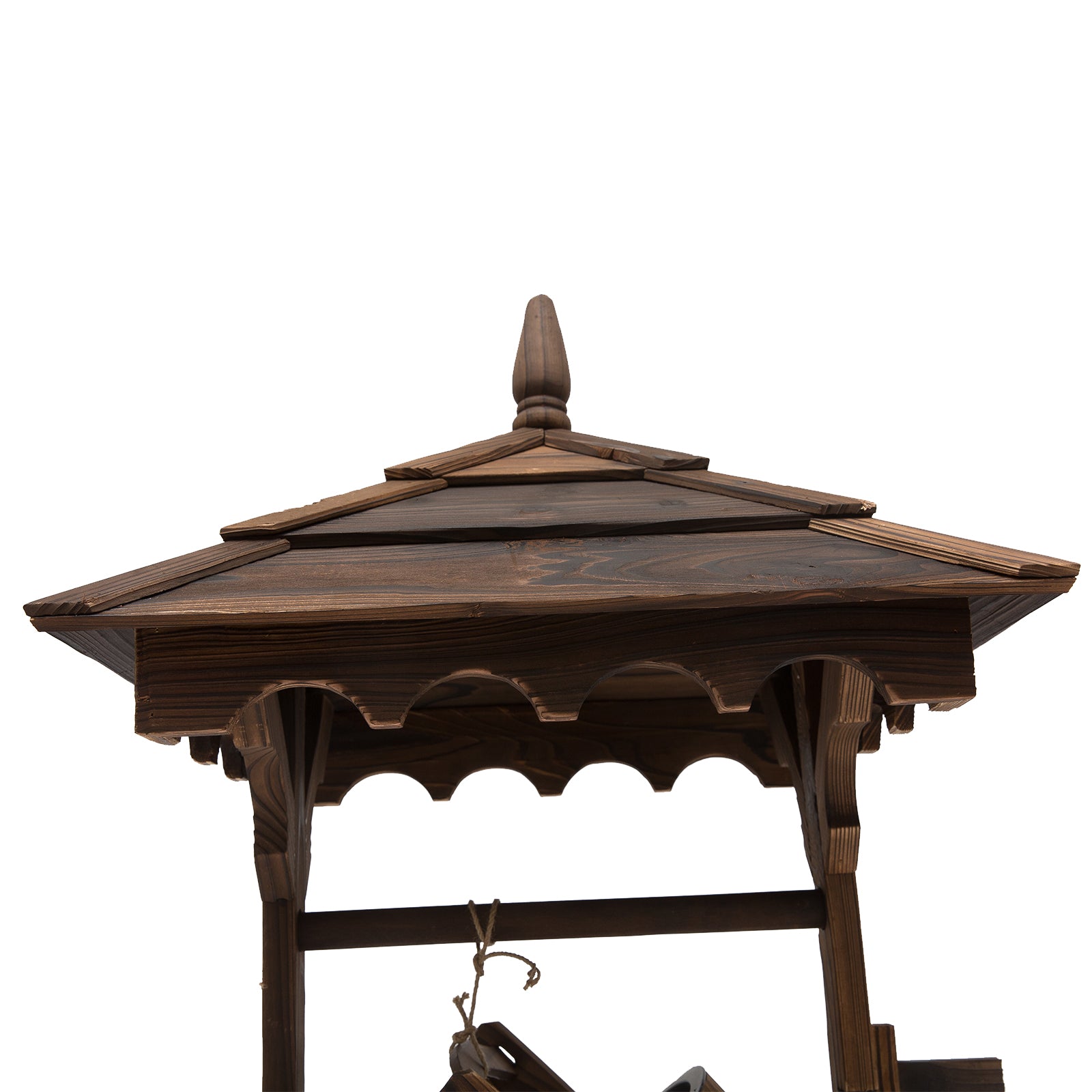 Outsunny Wooden Garden Wishing Well Fountain Barrel Waterfall Rustic Wood with Pump Garden Décor Ornament 