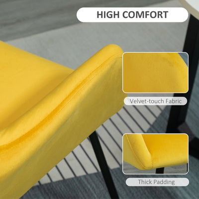 HOMCOM Velvet-Feel Plisse Back Accent Chair - Yellow 