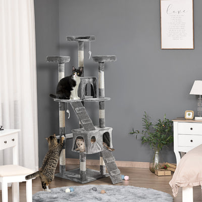 PawHut Cat Tree Scratching House, Activity Play Centre 