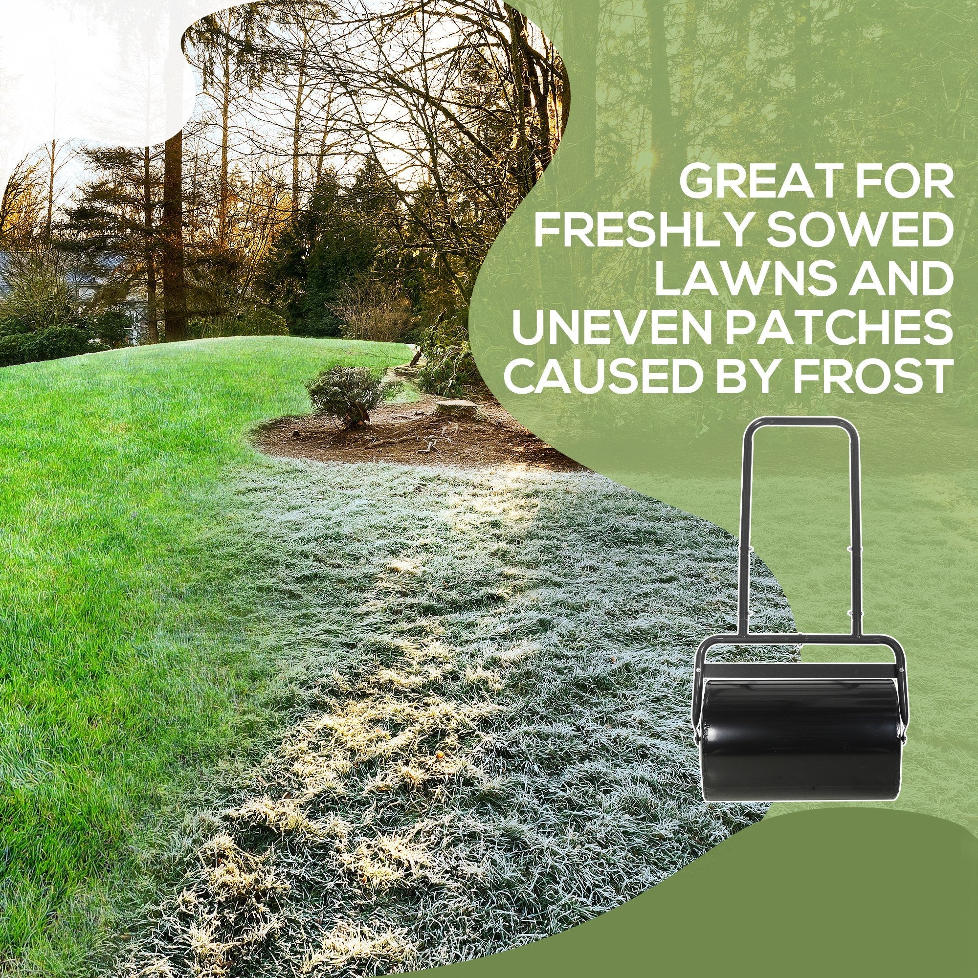 Outsunny 38L Fillable Cylinder Steel Lawn Roller - Black 