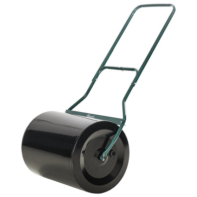 Outsunny φ50cm Steel Garden Lawn Roller Push Pull w/ Fillable Cylinder Water Sand Plug Lawn Flatten Seed Sow Rolling Drum w/ Handle 