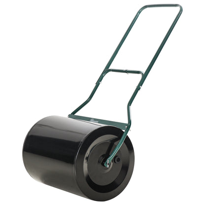 Outsunny φ50cm Steel Garden Lawn Roller Push Pull w/ Fillable Cylinder Water Sand Plug Lawn Flatten Seed Sow Rolling Drum w/ Handle 