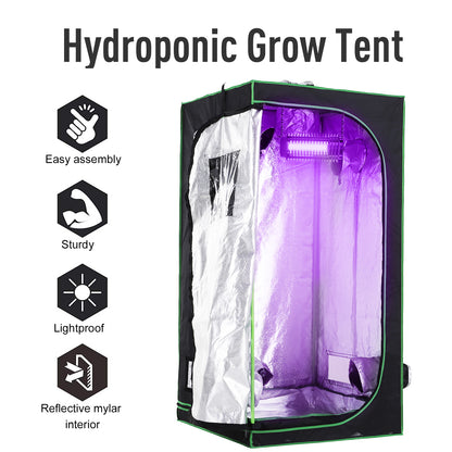 Outsunny Grow Tent Reflective Mylar Hydroponic with Adjustable Vents and Floor Tray for Indoor Plant Growing, 80 x 80 x 160 cm (31.5" x 31.5" x 63") 