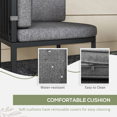 Outsunny 4-Seater Rattan Cube Garden Furniture Set with Cushions - Charcoal Grey 