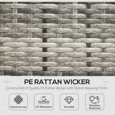 Outsunny 7-Seater Patio wicker Sofa Set Rattan Chair Furniture w/ Glass & Cushioned, Dark Blue 