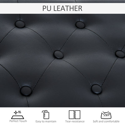 HOMCOM PU Leather Upholstered Piano Stool Makeup Stool Bench Dressing Table Seat with Storage 76x36x50cm, Black 