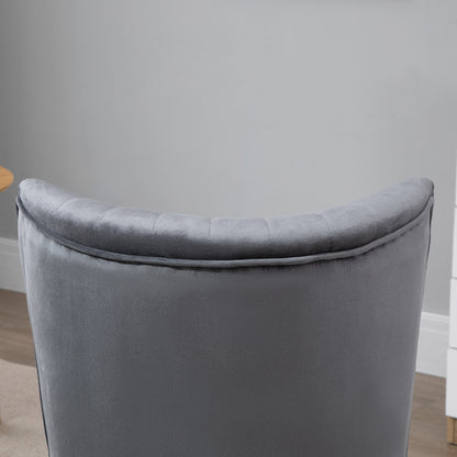 HOMCOM Modern Accent Chair, Fabric Living Room Chair with Rubber Wood Legs and Thick Padding, Grey
