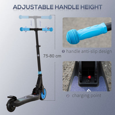 HOMCOM Folding Electric Scooter with Brake, for Ages 6+ Years, 8km/h Maximum Speed, Blue 