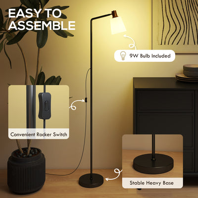 HOMCOM Floor Lamp with 350° Rotatable Head, Modern Standing Lamp with 3000K/4000K/6500K Colour Temperatures for Living Room Bedroom Office, Black 
