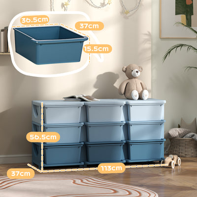 HOMCOM Kids Storage Unit, with Nine Drawers - Blue 