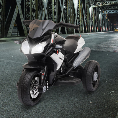 HOMCOM Kids 6V Electric Ride On Motorcycle Electric Motorbike w/ Lights Music Horn 3 Wheel Outdoor Play Toy for 3-5 Years Black 