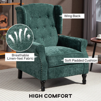 HOMCOM 150° Reclining Vintage Armchair, with footrest - Dark Green