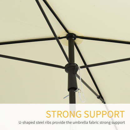 Outsunny Garden Parasol Umbrella, Outdoor Market Table Umbrella with Ruffles & Aluminium Pole, Rectangular Tilting Parasol Sun Shade Canopy, 2 x 1.3m, Cream White 