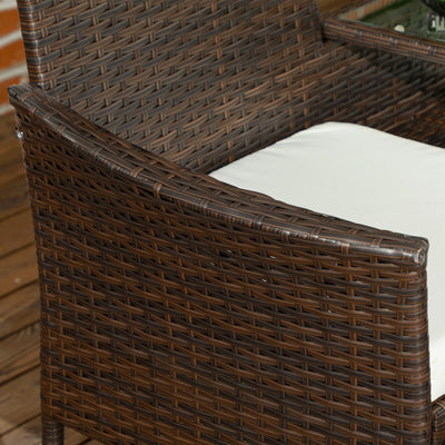 Outsunny Two-Seat Rattan Chair, with Middle Table - Brown 