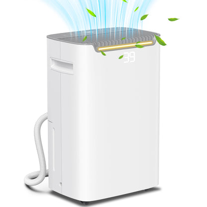 HOMCOM 20L/Day Dehumidifier with Continuous Drainage, 2.5L Water Tank, 24H Timer On/off, Digital Humidity Display, Air Filter, Dehumidifier for Home Damp, Bedroom, Condensation, Mould, Laundry Drying 