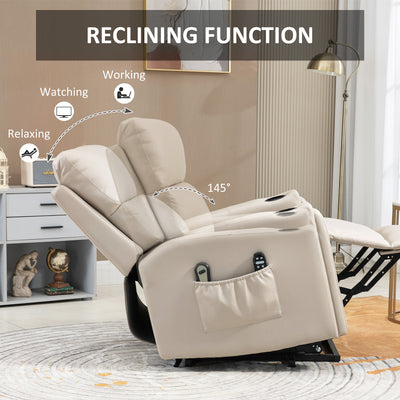 HOMCOM Electric Riser and Recliner Chair, with Massage and Heat - Beige 