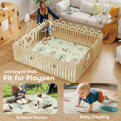 AIYAPLAY Baby Play Mat, Double Sideded Foldable Kids Crawling Mat, Reversible & Waterproof, Animal 
