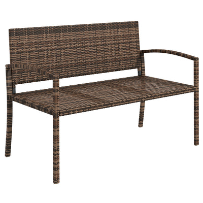 Outsunny All Weather Wicker Garden Loveseat, 2 Seater Poly Rattan Garden Bench, Outdoor Seating Bench Brown 