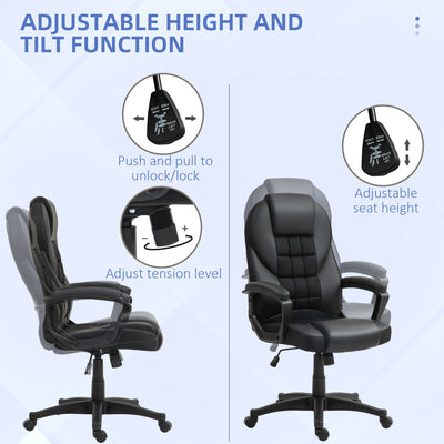 HOMCOM Faux Leather Office Chair - Black 
