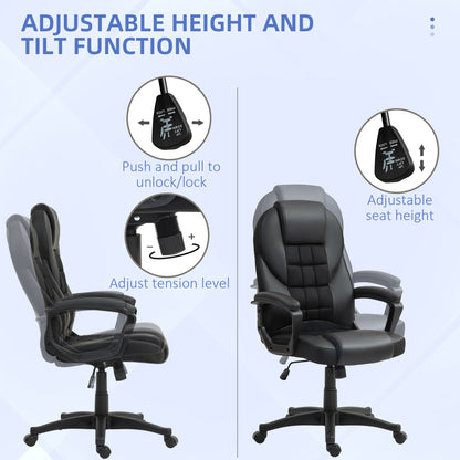 HOMCOM Faux Leather Office Chair - Black 