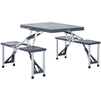 Outsunny Camping 4-Seat Table Set W/Chairs-Black/Grey 
