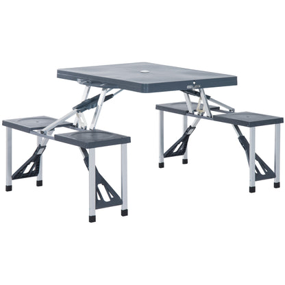 Outsunny Camping 4-Seat Table Set W/Chairs-Black/Grey