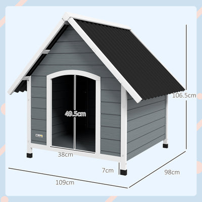 PawHut Outdoor Dog Kennel, Wooden Dog House, with Removable Floor, Anti-Corrosion Wood, for Large Dogs, 106.5H x 110W x 98Dcm 