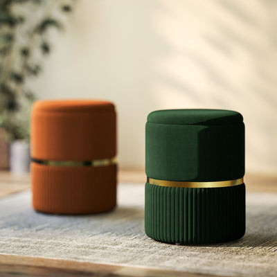 HOMCOM Velvet-Feel Storage Ottoman - Green 