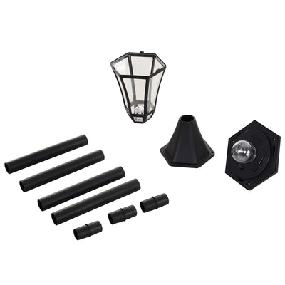 Outsunny 2 PCS LED Garden Lights Lamp Post Solar Powered Lantern Patio Pathway Walkway Outdoor Water-Resist Auto Switch 6 Hours Black 