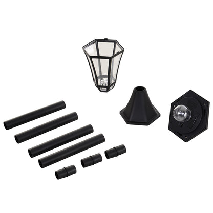 Outsunny 2 PCS LED Garden Lights Lamp Post Solar Powered Lantern Patio Pathway Walkway Outdoor Water-Resist Auto Switch 6 Hours Black 