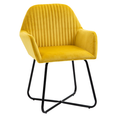 HOMCOM Modern Arm Chair Upholstered Accent Chair with Metal Base for Living Room Yellow 