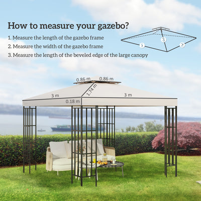 Outsunny Gazebo Replacement Canopy 3x3 m-Cream White 